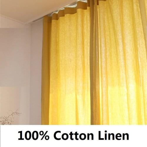 Natural Cotton Linen Curtain Orginal Curtains Yellow Semi-blackout cortinas for Living Room Bedroom Window Decoration