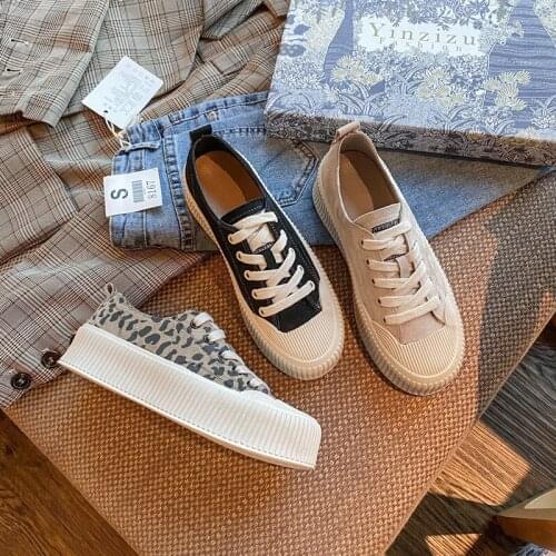 Leopard Print Canvas Shoes Women 2021 Spring New Platform Shoes Height Increasing Shoes for Women Sneakers Shoes for Women