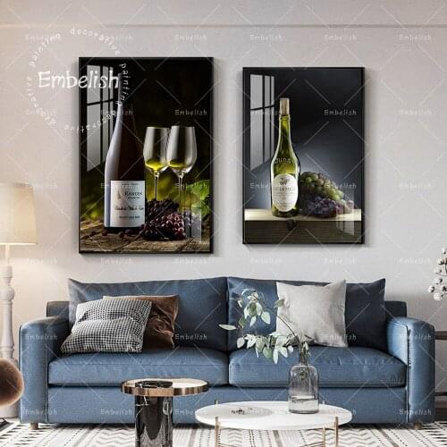 1 Pieces Wine Grapes And Glass Dinning Room Artworks For Kitchen Home Decor Wall Art Pictures HD Spray On Canvas Oil Paintings