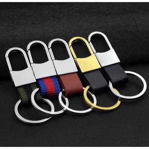 2018 2pcs Metal Leather Keyring Belt hooks buckle Fashion PU Leather Key Ring bag Strap Keyholder For Men DIY Accessories