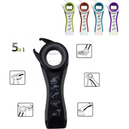 5 in 1 Creative Multifunction Stainless Steel Can Opener Beer Bottle Opener Super Good Jar Opener Kitchen Tool