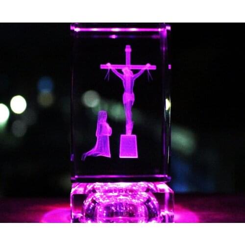 5A+ best gift Christian Keepsake Jesus Christ On Cross the crucifixion Christ on cross Religious Figurine 3D Crystal statue