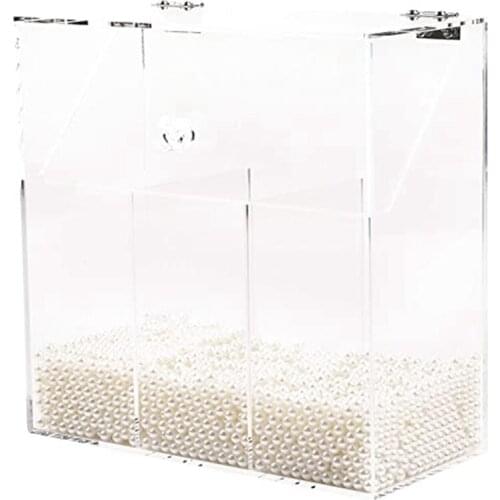 Acrylic Cosmetic Brush Holder With Dust Cover, Transparent Cosmetic Brush Storage Box, With Pearls