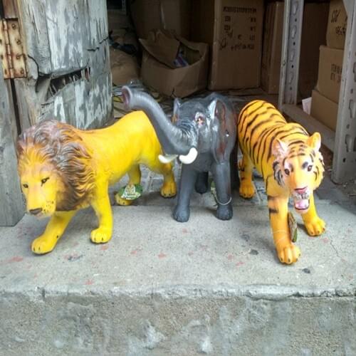 Large Size Simulation Model of Wild Animals Toys Soft PVC Cartoon Elephant Lion Tiger Animal Figures Toys Kids Birthday Gifts