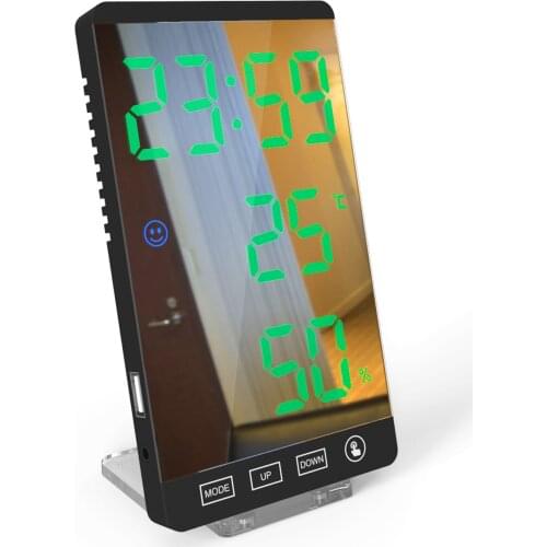 Big LED Display Screen Temperature Humidity Time Display Mirror Intelligent Alarm Clock Home Household Office Hotel