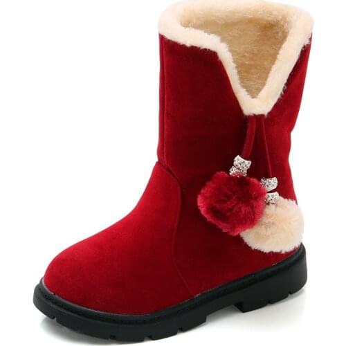 Red Christmas boots 2020 new autumn and winter girls' boots childrens warm pink snow boots Baby Christmas shoes girls