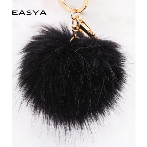 EASYA Women Bags Charm Fur Pompom Keychain Fashion Jewelry Key Chain Ring Holder Ornaments Plush Ball Keychains CHY-3281