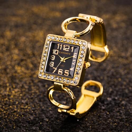 Womens Bracelet Watches 2021 New Luxury Diamond Square Quartz Wristwatch Women Gold Stainless Steel Business Watch Reloj Mujer