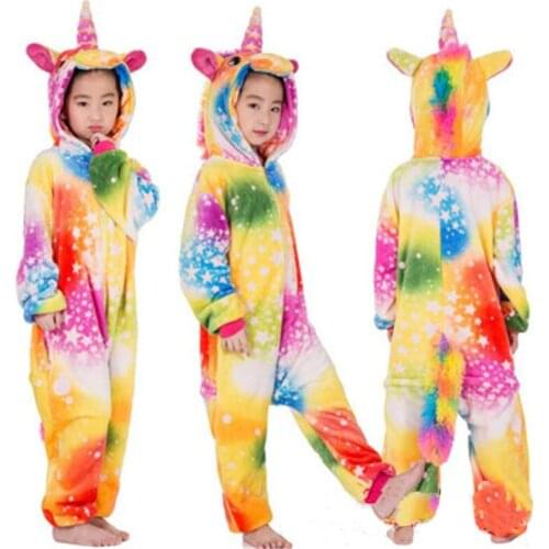 Children Pajamas Winter Flannel High Quality Cute Unicorn Dinosaur One Piece Hooded Warm Soft Sleepwear Homewear Cosplay Pajamas