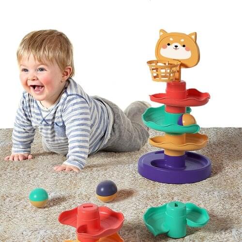 Baby Fun Track Ball DIY Assembled Construction Race Track Building Blocks Children Pop-up Slide Labyrinth Rolling Ball Toy Gift