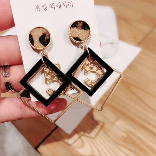 Elegant Rhombus Earrings Geometric Dangler Leopard Fashion Charm Eardrop Women Drop Earrings Girl Gifts For Friends