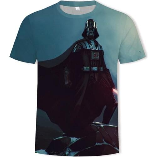 Disney Star Wars 2021 Summer New 3D Tee Mens Short-sleeved Interesting Fashion Casual Pattern T-shirt O-neck Loose Streetwear