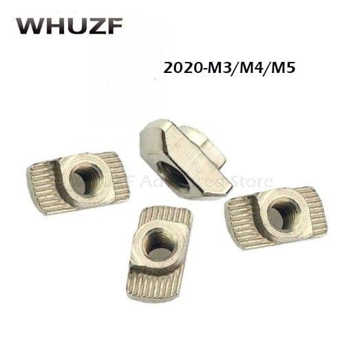 2020 nut 50PCS 20-m3 M4 M5 T-nut Hammer Head Fasten Nut 3D Printer Parts Nickel Plated for 20 series Groove 6 20TN 2020