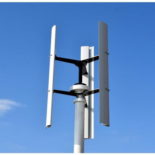 600W 12V 24V White Color H- Wind Turbine Generator VAWT Vertical Axis Residential energy with PWM/MPPT BOOST Charger Controller