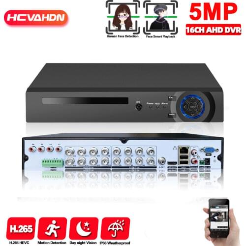 H.265 16 Channel Hybrid DVR HD 5MP 16CH AHD DVR Security Camera System Kit 6 IN 1 CCTV Digital Video Recorder 8 Channels NVR Kit