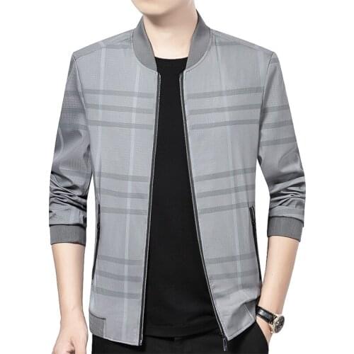 Best Sale Men Fashion Spring Jacket Plus size 4XL Plaid Baseball Stand Collar Jackets