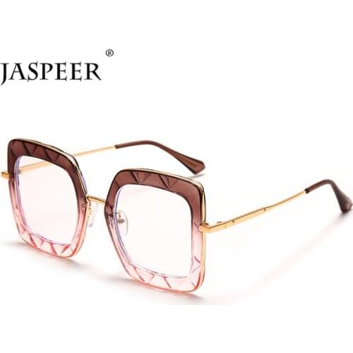 JASPEER Oversized Anti Blue Computer Glasses Women Spectacles Eyeglasses Frame Ladies Transparent Fashion Eyewear UV400
