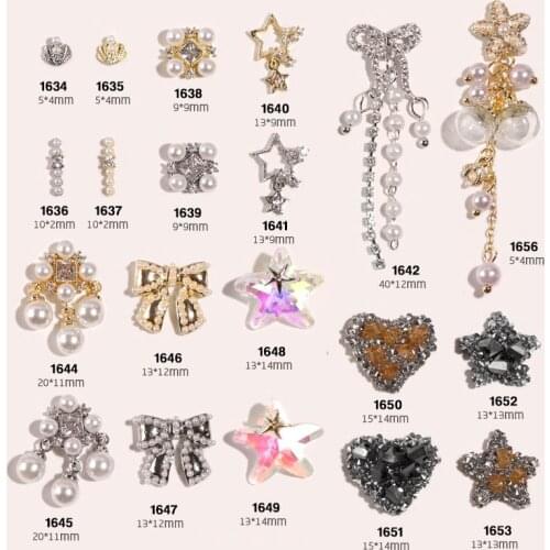 High Quality Fashion Silver Diamond Rhinestone Super Flash Ring Chain Pearl Starfish Jewelry Rhinestone DIY Nail Art Decoration