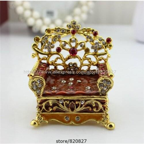 Collective furniture crafts Vintage Chair Shaped Trinket Box Metal Statue Gifts