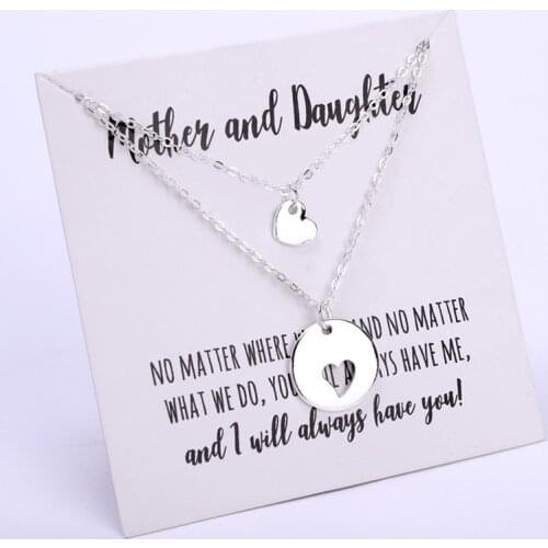Heart Love Mother and Daughter Set Chain Necklaces Moon Star Couple Mom Mothers Day Birthday Sister Gift Best Friends Jewelry