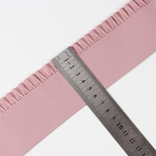 2M 60mm Pink White Polyester Lace Elastic Band Wave Pattern Spring Ribbon DIY Skirt Belt Spandex Band Decor Elastic Webbing Lace