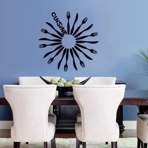 KUCADA creative knife and fork kitchen tool wall sticker for home decoration mural art decal wallpaper black diy WP1107