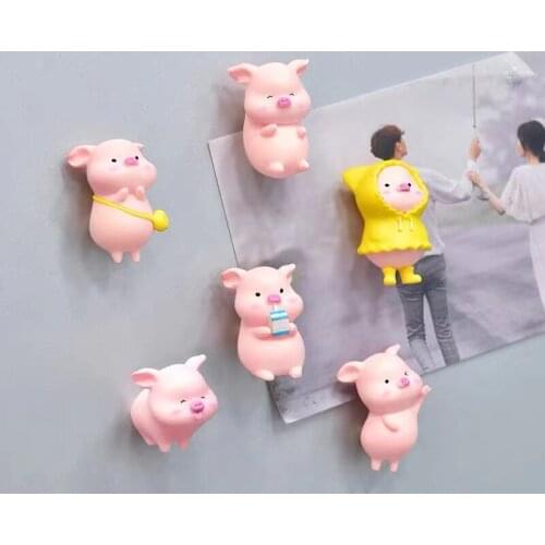Magnet Fridge Frigo Creative Micro Landscape Kitchen Decoration Mini Pig 6pcs Set Cute Animal Magnetic Home Souvenir Toy Gift