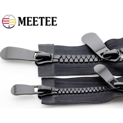 Meetee 8#15# Resin Zippers Open End 20-150cm Zip Down Jacket Coat Double Sliders for Sewing Garment Repair Tailor Accessory