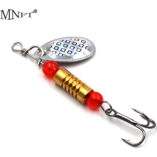 MNFT 6Pcs Metal Rotating Sequins Spoon Lure 4.2g/7g/10g Pike Rotating Feather Treble Hook Fishing Accessories