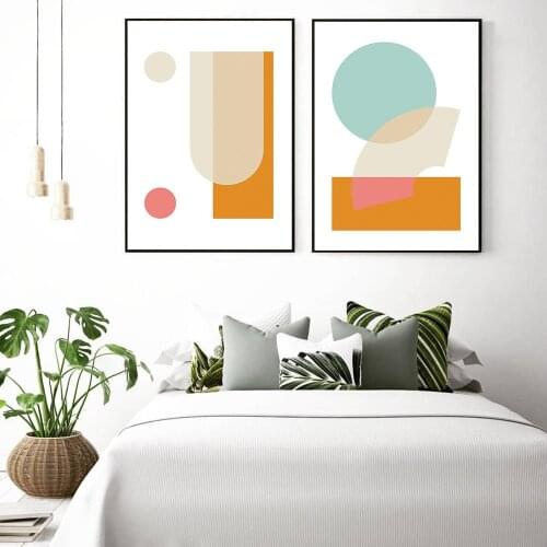 Nordic Abstract Geometry Wall Art Posters and Print Scandinavian Circle Trangle Shape Canvas Painting Pictures Living Room Decor