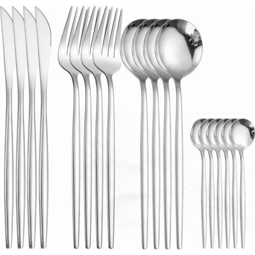Stainless Steel Tableware Dinner Sets Cutlery Set Stainless Steel Forks Knives Spoons Gold Dinnerware Set 16 Pieces Dropshipping