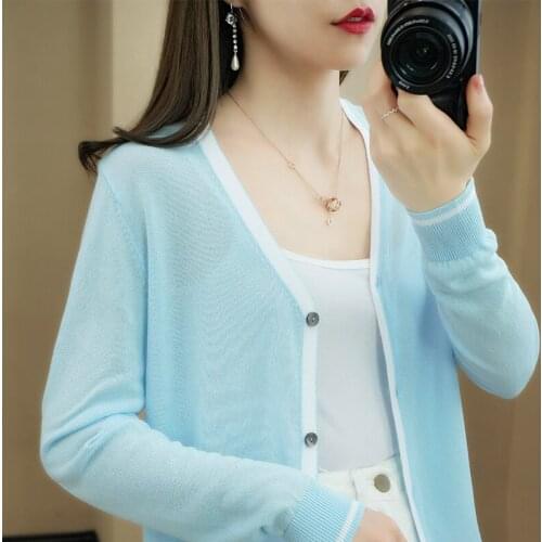 2021 new summer thin ice silk knit sweater women cardigan sun protection clothing women cardigan