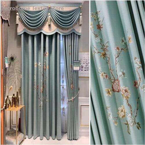 New Chinese Curtains European Style Single Embossed High Precision Curtains for Living Room Bedroom Curtains Luxury Curtains