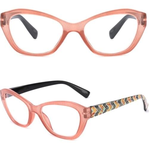 Cat Eye Reading Glasses for woman Pink Fashion Womens Square Readers Big Frame Tan Blue for sale with cloth in high quality
