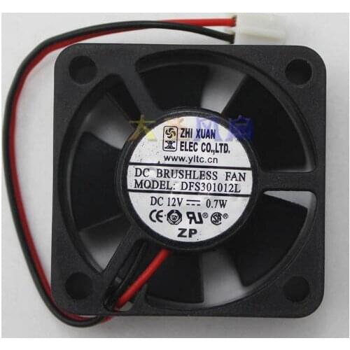 Original DFS301012L 12V 0.7W 3CM 30*30*10mm two-wire cooling fan