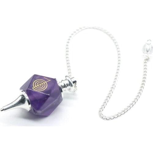 1PC Hypnotherapy Energy Pendant Natural Stone Lapis Lazuli Amethysts Crystal Reiki Pendulum for Dowsing Pendants Chakra Pendulo