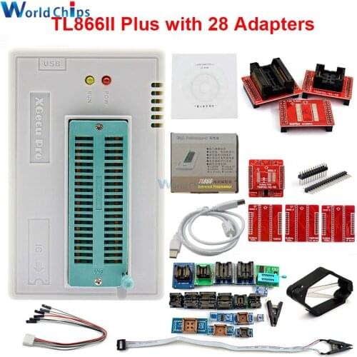 TL866II Plus Minipro Programmer Flash AVR PIC Bios USB Universal Programmer with 10/17/28 Adapters High Speed ICSP Interface
