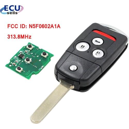 Remote Key Fob 4 Button 313.8MHz ID46 Chip for Acura MDX RDX 2007-2012 FCC ID: N5F0602A1A