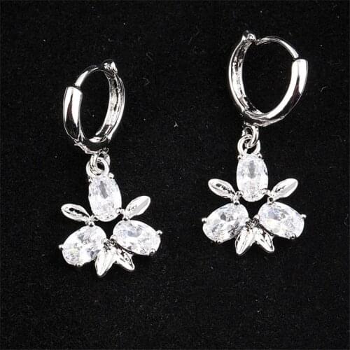 RONGQING 10Pairs/lot Flower Crystal Drop Earrings AAA Zircon Clovers Drop Earring Women Pendientes Mujer Moda