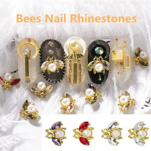 Luxury Vintage Bee 3D Nail Jewelry Alloy Shiny Charming Nail Art Rhinestones Exquisite Fashion DIY Manicure Design Decorations