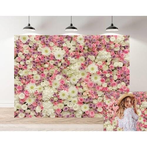 Pink white Rose Flowers Wall Backdrop Girls Birthday Party Decoration Wedding Background Photography Props