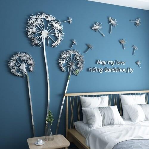 Silvery Mirror Wall Sticker Sofa Background Decor Children Bedroom Wall Decals Modern Landscape Wallpaper Living Room Sticker