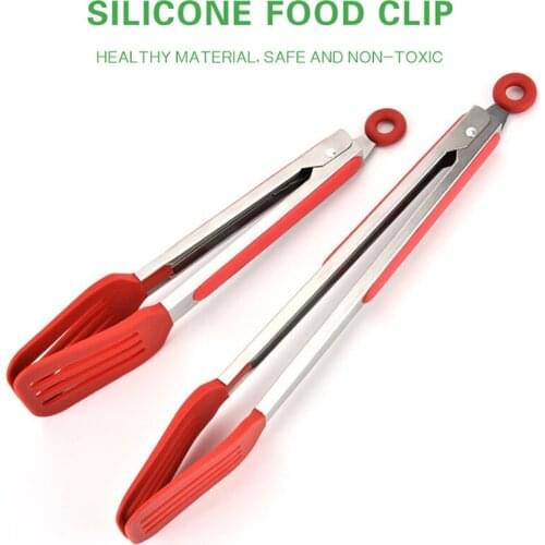 Silicone Food Tong Stainless Steel Kitchen Tongs Non-slip Cooking Clip Anti Heat Clamp BBQ Tongs Cooking Tools Kitchen Utensils