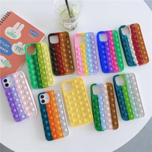 Top-Inmax Silicone Phone Case Relive Stress Pop Fidget Toys Push For Iphone 11 12 Pro Max 7 8 X XR XS Bubble
