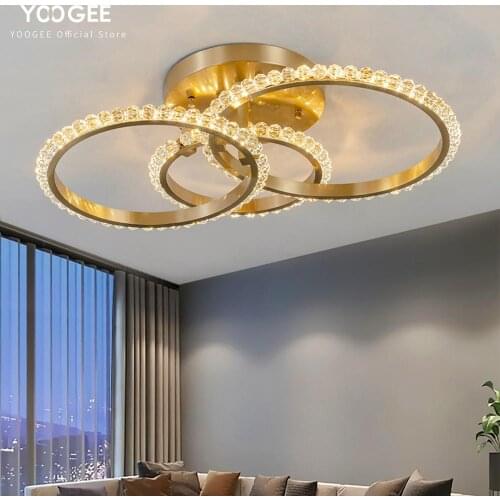 Modern ceiling lamp round Led home decor crystal gold Indoor lighting for living dining room kitchen hanging design fixture
