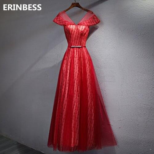 Burgundy Evening Dress Lace-up Robe Longue Vestido De Festa A Line Evening Dresses Long Dress Party Gowns 2019 Robe De Soiree