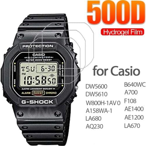 Screen Protector for Casio DW5600 DW5610 W800H-1AV A158WA-1 LA680 AQ230 AE1200 B640WC A700 AE1400 Soft Hydrogel Protective Film