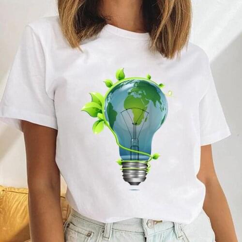 Women Green World Short Sleeve 90s Watercolor Casual Female Cartoon Clothes Tops Print Ladies Tees Tshirt Graphic T-Shirt
