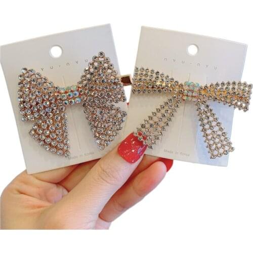 Molans Crystal Pearl Big Bow Hair Clips For Women High-end Hair Accessories Rhinestone Hairpins Bows Hairgirps Barrette