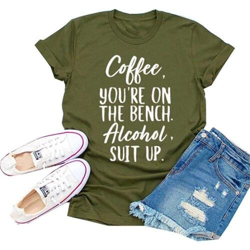 Coffee You're ON The Bench Graphic Tees Women Gothic 90s Casual Funny T Shirts 2020 Fashion Woman Streetwear Vintage